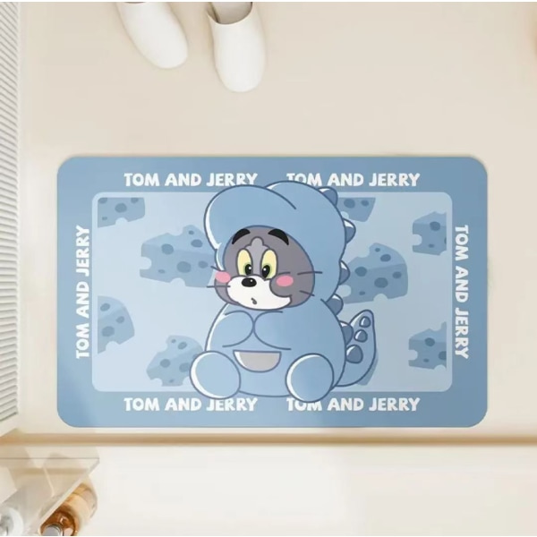 60X90cm piirretty juusto Tom ja Jerry Diatom Mud Gummi Ovimatto Lattiamatto Lastenlahja, Huonekoristelu, Kotitalouskoristelu, Kylpyhuoneen lattiamatto (TOM)