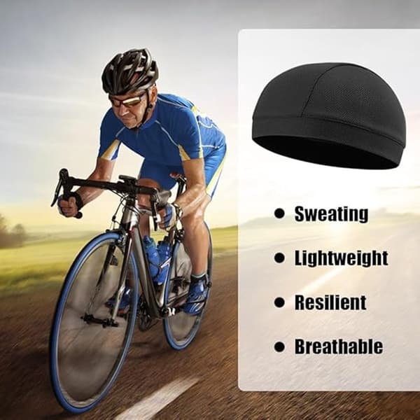 Sportkepsar, Andningsbara Snabbtorkande Hjälmfoder i Nylon Spandex, Svettabsorberande för Cykling Löpning Vandring, 2-pack, Svart