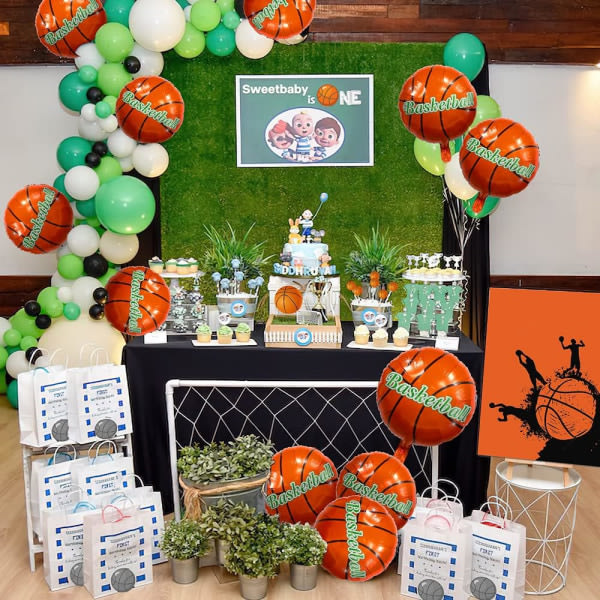 Basketball balloner, basketball fest dekorationer, 18 tommer, folie sports balloner, 6-pakke, basketball fødselsdag dekorationer