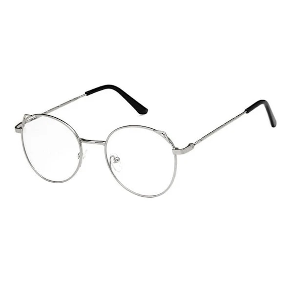 Anti-Blue Light Glasses, Cat Ears - Silver Silver