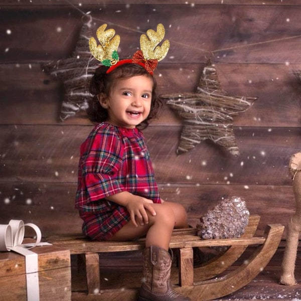 Jule Ren Pandebånd Glitter Xmas Hårbånd Fest Kostume Hårtilbehør til Kvinder Piger (Stil-A)