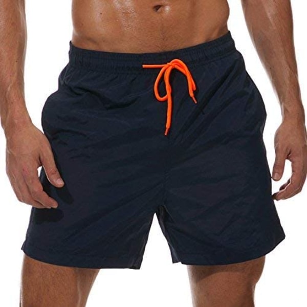 Badbyxor för män, snabbtorkande strandshorts, med fickor (marinblå) zdq