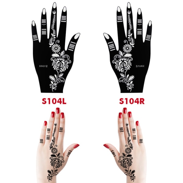 2-delad Henna-mall Tillfällig Handtatuering Kroppskonst S103 SQBB