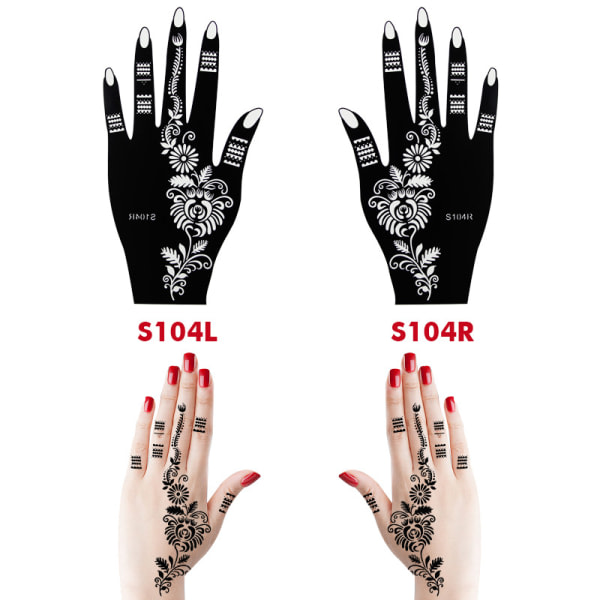 2-delt Henna-mal for midlertidig håndtatovering Kroppskunst S103 SQBB