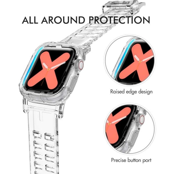 Watch Bälte Läpinäkyvä med kestävä cover Kompatibel med Apple Watch 38 mm, 42 mm, 40 mm, 44 mm, (42/44) CDQ
