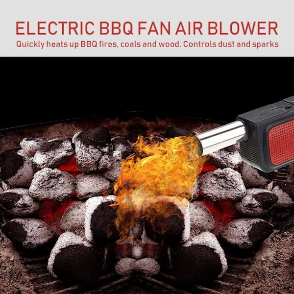 Bærbar elektrisk BBQ-ildstarterventilator Hurtigopvarmende kulgrilltænder til picnic og udendørs camping sort