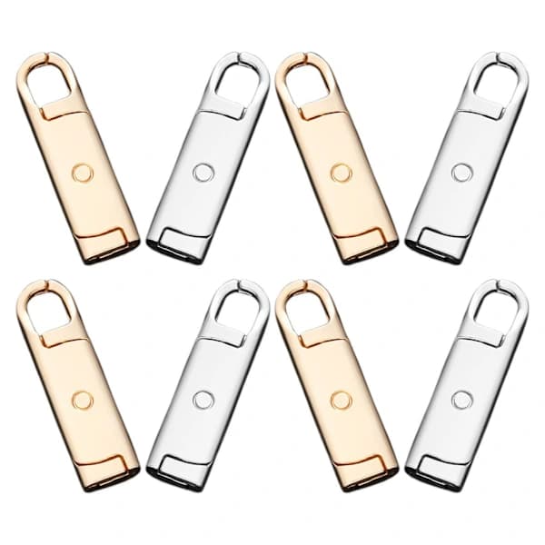 8-pack Zipper Set Clothes Zipper Pulls Metal Tabs for Luggage Replaceable 1x 1x