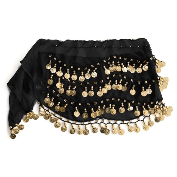 Magdans Magdans Hip Scarf Kostume 128 Guldmynter Myntbælte Mardi Gras Karneval Dansoptræden Bælte