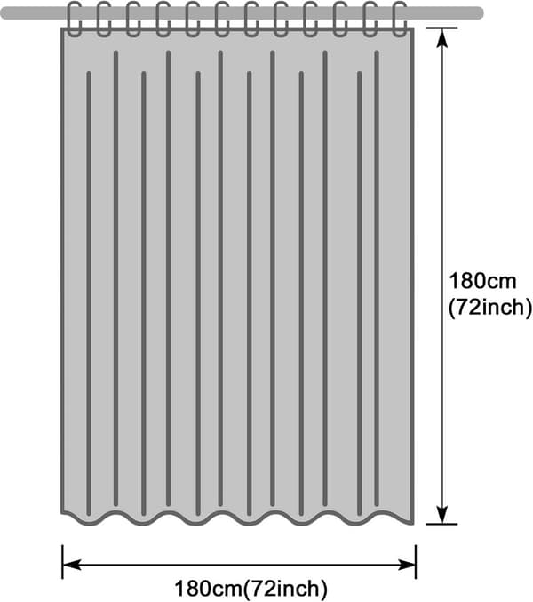 Tjockare transparent duschdraperi, vattentät PEVA stenstruktur, vit, 180x180cm