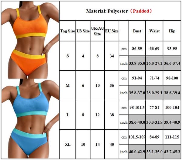 Dam Vadderad Bikini Set Baddräkt Sommar Strandkläder Svart S S Black