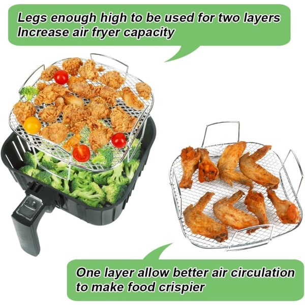 Airfryer-tillbehör 304 Rostfritt stål fyrkantigt galler