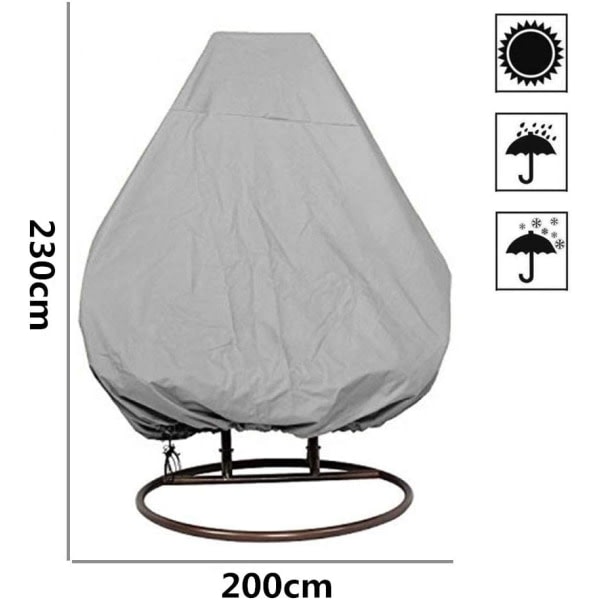 Hängande korgstol i rotting med vattentätt överdrag (grå) - Skyddande överdrag - 210D Oxford-polyester PVC-överdrag CDQ