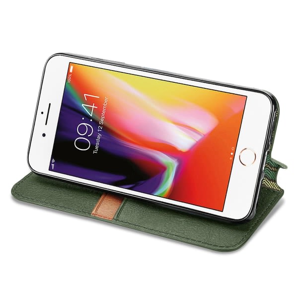 Case Iphone 8 Plus Flip Cover Plånbok Flip Cover Plånbok Magnetisk Skyddande Handytasche Case Etui - Grön null none