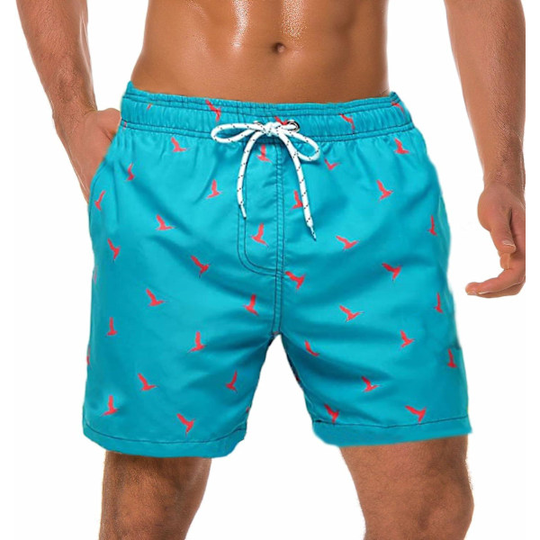 Upplösande badbyxor Födelsedagsskämt Rolig svensexa strandfest-present till din bror Tappa bort hans badbyxor i poolen (FÖRSTÅR DU?) Fågel-Blå Bird-Blue 4--Large