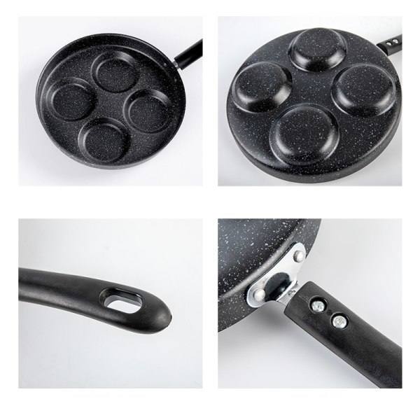 Fyra koppar äggpanna, Maifan stone non-stick panna, multifunktionell äggstekpanna, kompatibel med alla värmekällor