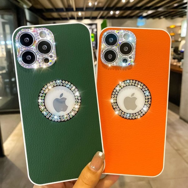 Heyone Leather iPhone 11 Pro Max Case Söt, Lyxig Sparkle Rhinestones Diamantfodral Case skyddande kvinnor Girly Glitter- 6,5 tum (orange)