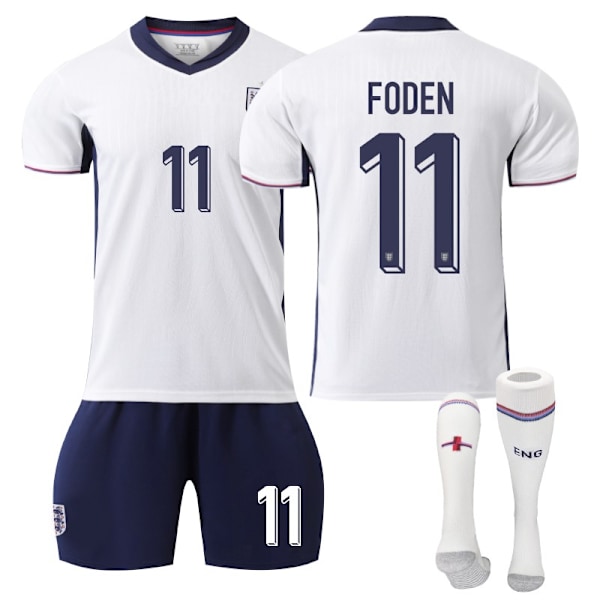 2024-2025 UEFA England Trøjesæt Nr. 11 Foden NO.11 Foden 26(145-150cm)