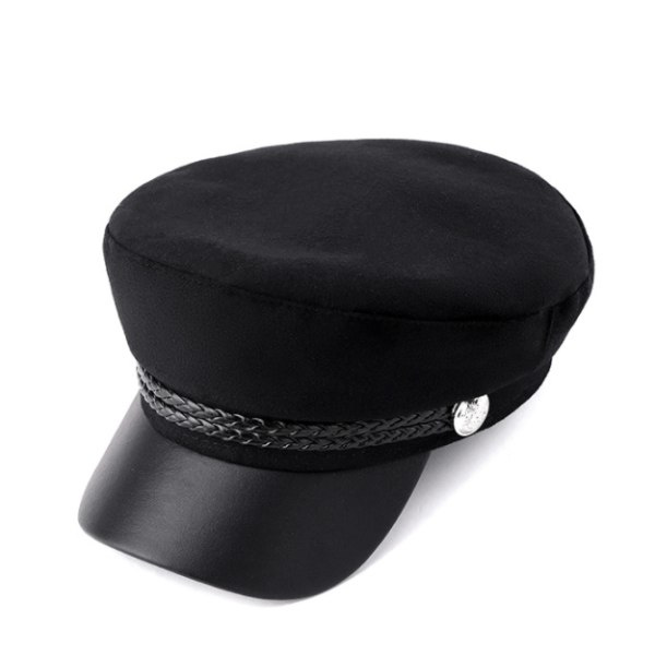 Chaufför Top Cap Svart Basker Fancy Dress Åttahörnig Hatt SQBB