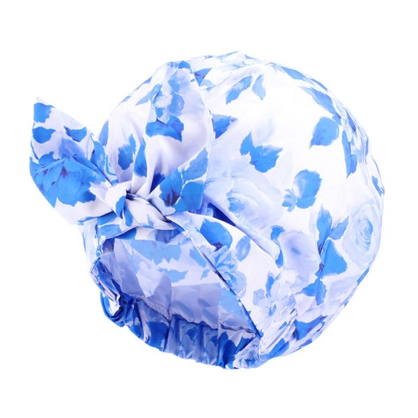 Set med 3 vattentät cap för barn, söta mönster cap för flickor Tvättbara återanvändbara duschmössor - Söt cap för hemmabruk, hotell (blå)