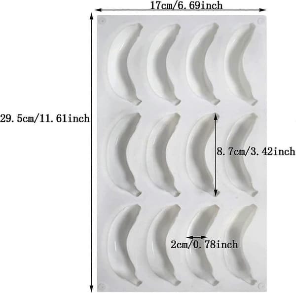 12-delt Bananformet Bakeform, Kreativ Silikonform, 3D Fruktform_tfrf