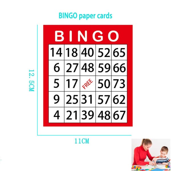 Bingobrett 100 stk - Papir - Tilfeldige farger - 11×12.5cm - Lesbart