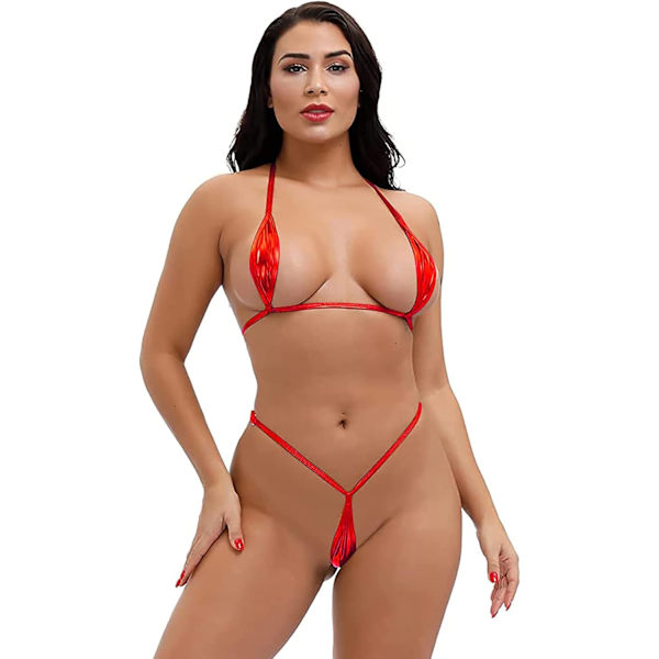 Kvinner 2 stk. Halter Neck BH Topper Stringtruse Micro Bikini et exig S