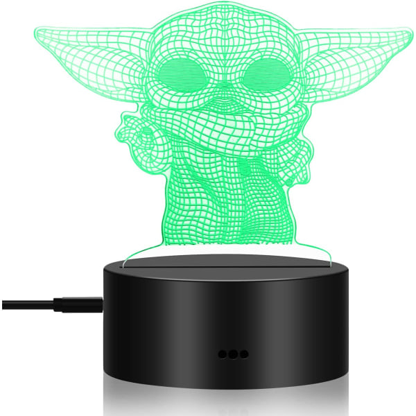 Baby Yoda leker 3D lampe Star Wars gave LED nattlampe 7 farger
