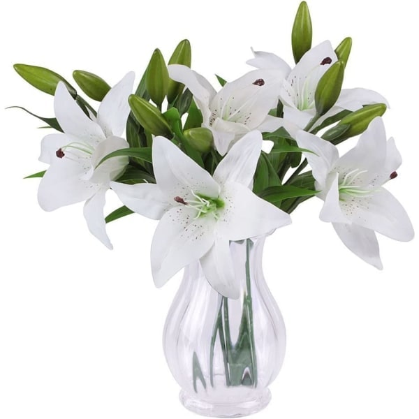 Kunstige blomster, 5 stk Latex kunstige liljer blomster
