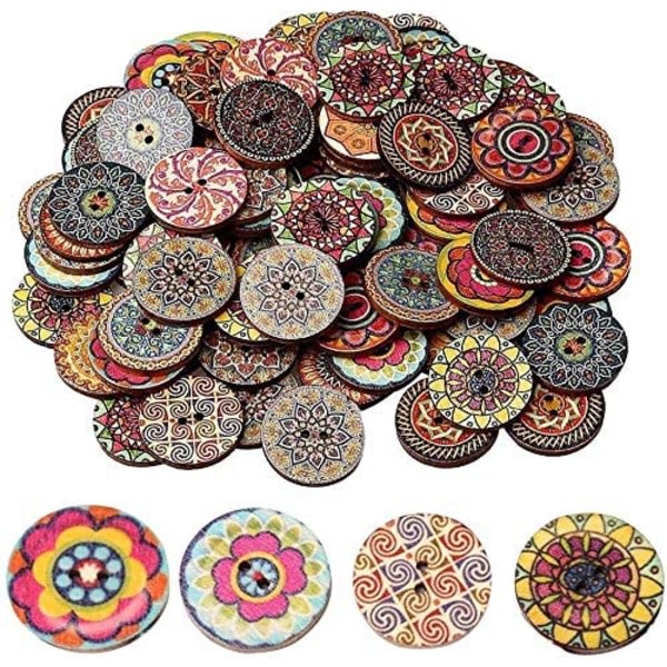 50 stk. træknapper, 1 tomme vintage runde knapper retro knapper