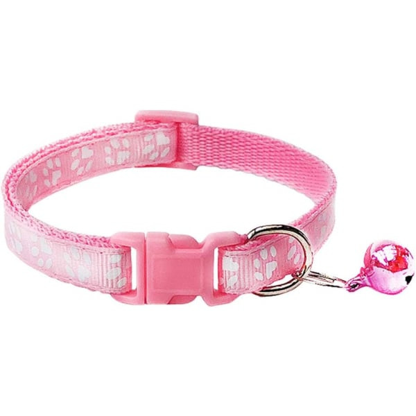 2-pack tassavtryck och reflekterande katthalsband med klocka Basic hundkatthalsband Spänne justerbar polyester katt hundrosa