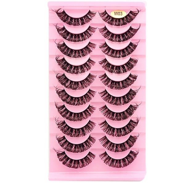 10 par Ryssland Volym DD Curl Faux Mink Lösögonfransar W03 W03