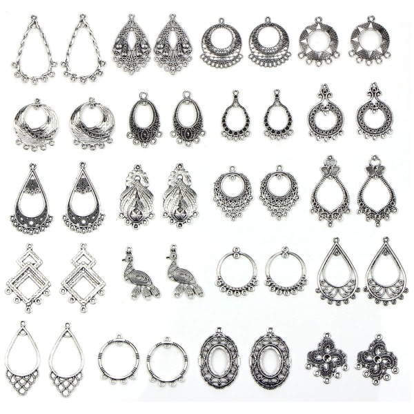 berlocker smyckes örhängen sølvfargede DIY-pakke 30 par