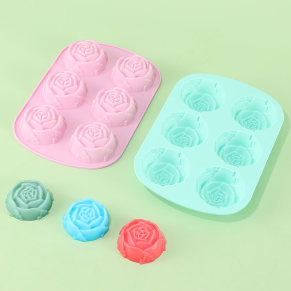 Sett med 2 store rosenblomst isbit sjokolade såpeform silikonform