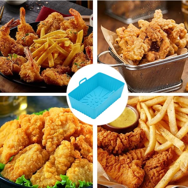 Airfryer Silikonform, Rektangulär Silikonbehållare för Airfryer, Silikonbricka för Airfryer blå blue-tfrf blue routine