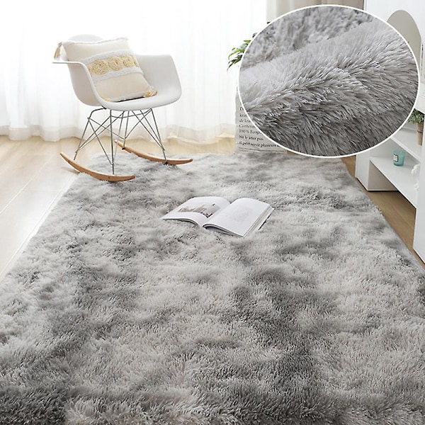 Luddiga Regnbågsmattor för Barnrum Mjuka Luddiga Mattor Vardagsrum Barn Babyrum Barnkammare Lekrum Söt Inredning Matta Tie Dye Ljusgrå Tie Dye Light Grey 50x80cm