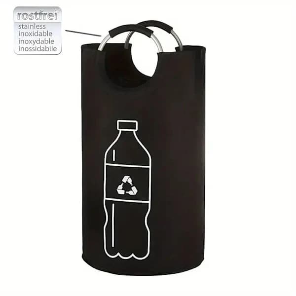 Foldable Recycling Bin 69 Liters Polyester Bottle Collector Cylindrical Waste Bin for Home Use
