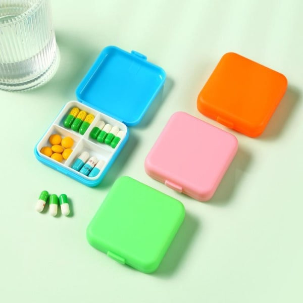 Tablettdoseringsask pillerburk medicinlåda pillerbehållare 4 fack orange orange
