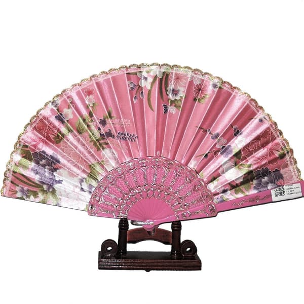 Solfjeder - Blomster i chiffon med plastbase - Pink Pink Rosa
