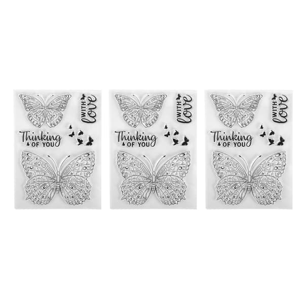 3 stk transparente stempler sommerfuglform preget DIY Scrapbook kortlaging transparent stempel dekorasjon