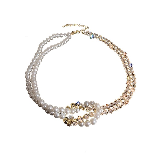 CDQ Enkelt set med diamanter pärla patchwork kort choker temperament design som betyder halsband