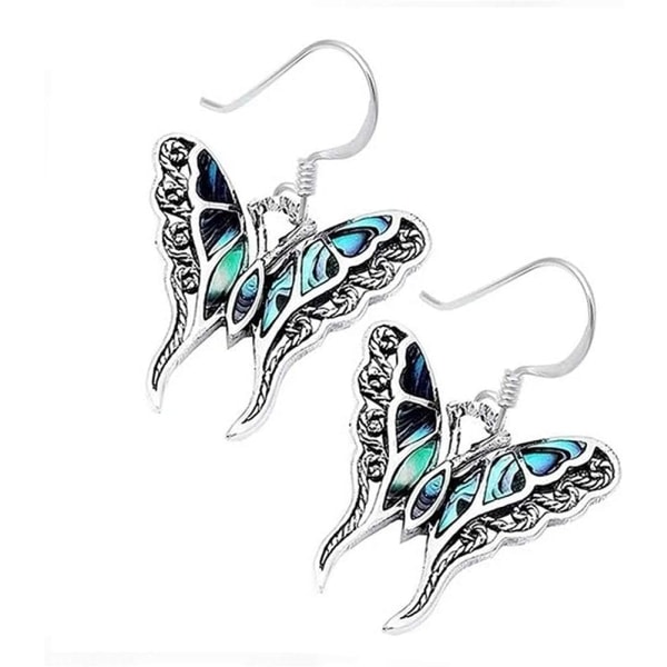 Heyone Boho Chic Emalj Silver Blå Monark Butterfly Drop örhängen Mode Unikt Statement Dangle örhängen för kvinnor Smycken Present