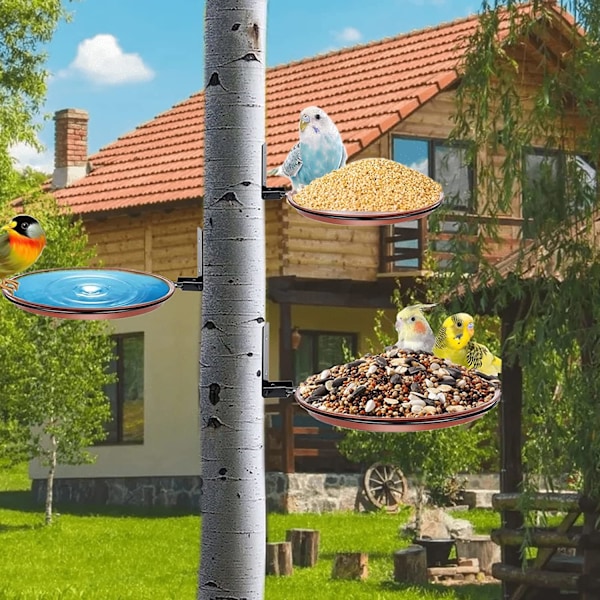 3-delad fågelmatare och badset, väggmonterat