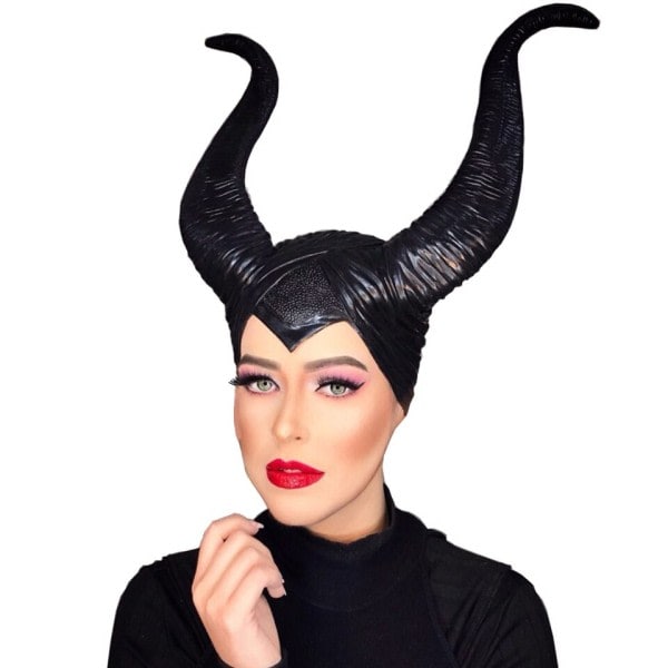 Tyttöjen sarvihattu musta kuningatar cosplay-päähine naisten halloween-asut anime-noita päähine juhlatarvikkeet zdq
