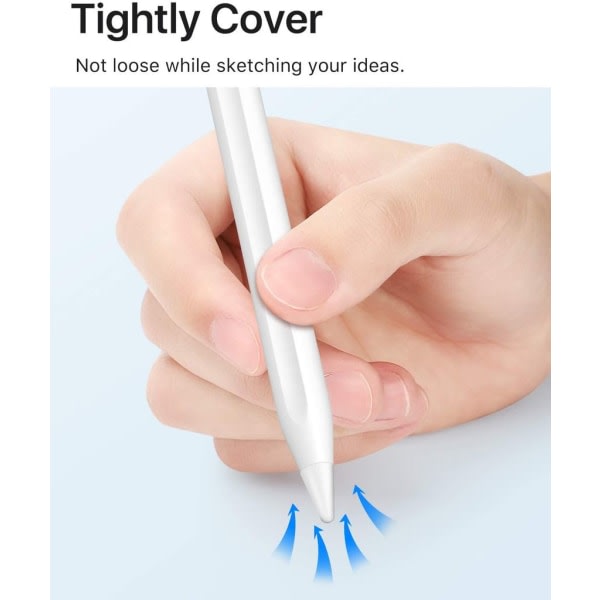 10-pak Spetsfodral til Apple Pencil 1/2, halvfri spetsar Pen Stylus iPencil Spetsfodral, Silikon Case Tilbehør, til iPad-pennor, vit