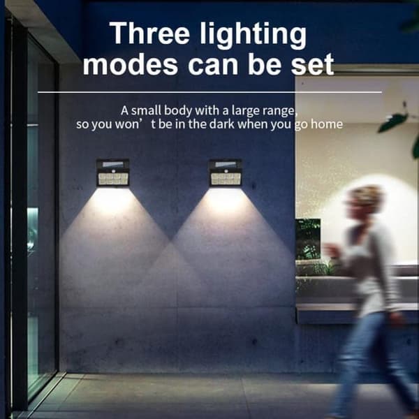 Solcelle vegglamper med bevegelsessensor, 3 moduser, 120 COB LED, utendørsbelysning, 4-pakning_TF_TF 2 st