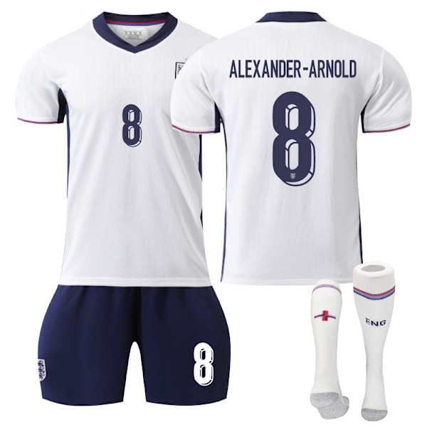 2024-2025 UEFA England Trøjesæt Nr. 8 Arnold NO.8 Arnold xxl(185-195cm)