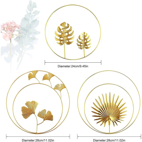 CDQ 3 st Guld Väggdekor Metall 3D Väggdekor, Rund Ornament Vägghängande Metall Väggdekor