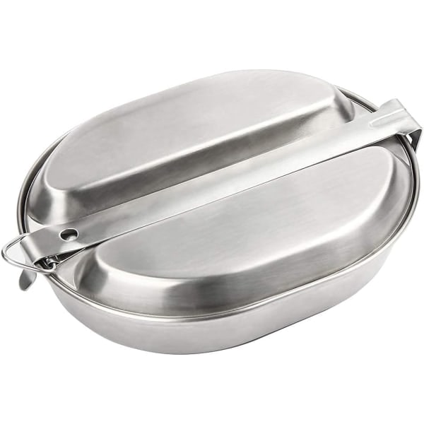 Militær Mess Kit i rustfrit stål, bakke og stegepande Bærbar sæt