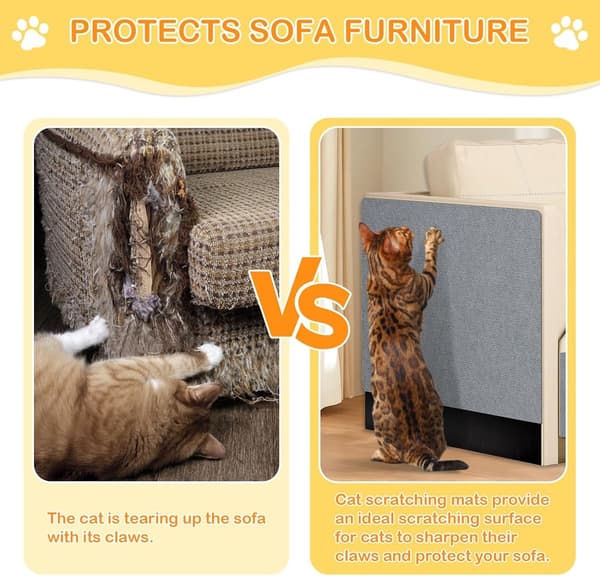 Self-adhesive scratch protection mat, 200 x 40 cm, scratch mat, cat, scratch protection for sofa, trimmable scratch board for cat, protection, DIY
