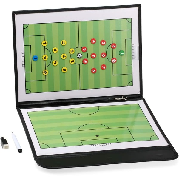 Vikbar fotbollsfotboll magnetisk taktiktavla med strategitavla med markörbitar och 2-i-1 penna